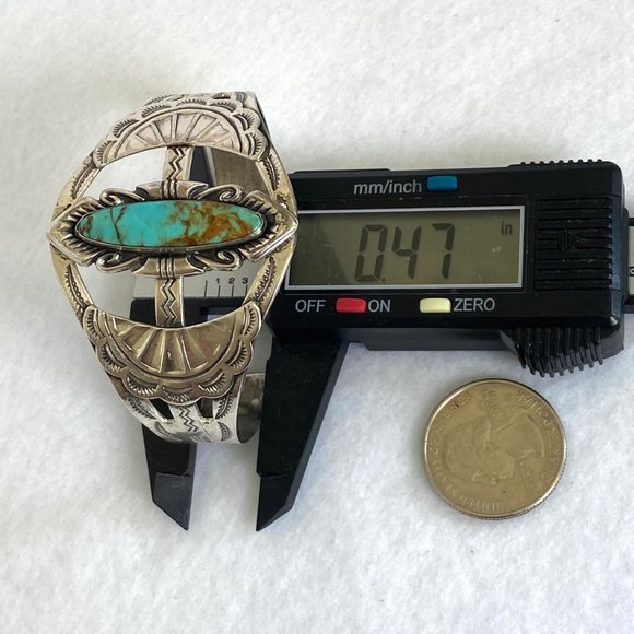VTG Bell Trading Sterling Silver 925 Southwest Turquoise Wide Band Cuff Bracelet - Picture 16 of 16